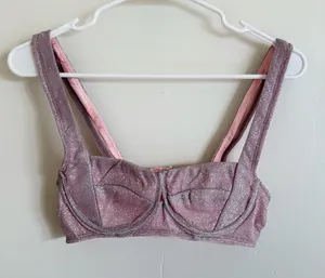 White Fox Boutique Glittery Pink Bralette thumbnail 1