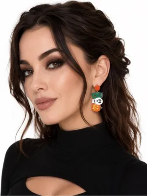 NWT Pumpkin Ghost Death Skeleton Skull Frankenstein Halloween Boo Stud Earrings thumbnail 2