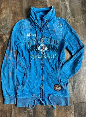 Affliction American Customs Moto Club LA Women’s Sz. M Zipper Top thumbnail 1