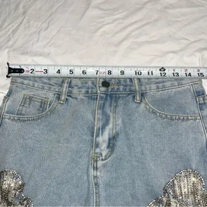 La’ Ros Rhinestone Fringe Cutoff Denim Jean Shorts thumbnail 3