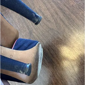 Casadei Vintage Navy Silk Slingback Heels Pink Leather Piping Women’s Size 9 thumbnail 6