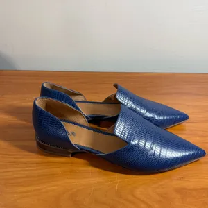 Franco Sarto Toby Medium Pointed Toe Loafers Animal Print Blue Navy d'Orsay | 7M thumbnail 5