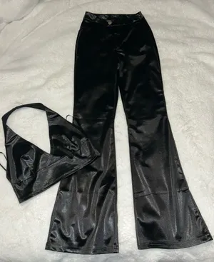 NWOT Reign Set Black Halter Top and Pants thumbnail 1