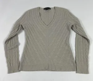 Ralph‎ Lauren Sweater Womens Medium Cable Knit V Neck Cashmere Slim Fit thumbnail 1
