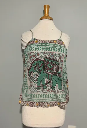 Title Unknown Elephant Spaghetti Strap Boho Tank Top Gray Size L thumbnail 1