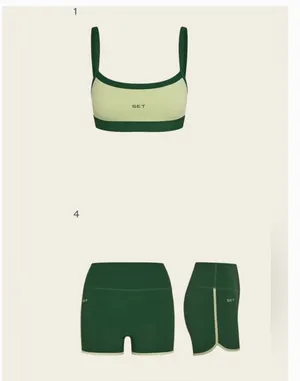 SET Active NWOT Sportbody Green Sports Bra & Biker Shorts Set thumbnail 2