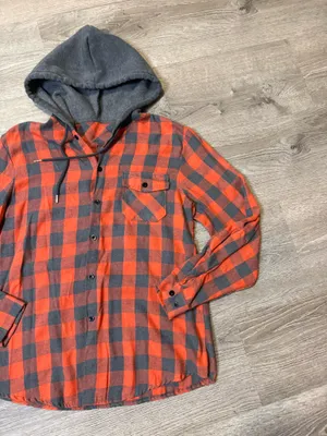 Plaid hooded long sleeve Orange Size M thumbnail 2