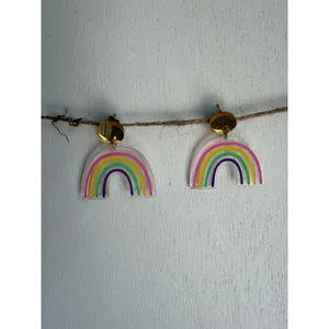 Rainbow Acrylic Dangle Earrings Pastel Pride Statement Earrings thumbnail 4