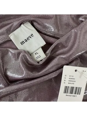 Maeve Mock Neck Sleeveless Ruched Shine Tank Top Anthropologie NWT XL Mauve thumbnail 6
