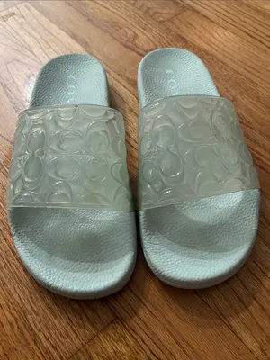 Coach Light Blue Signature Embossed Slide Sandals with Clear Jelly Strap size 10 thumbnail 2