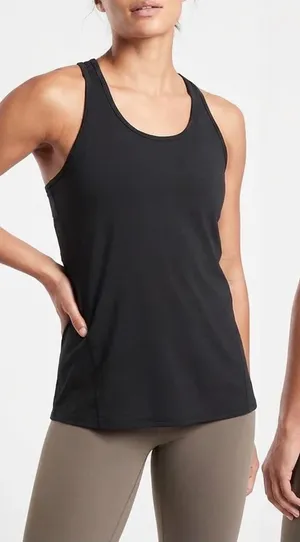 Athleta Womens Black Racerback Mesh Back Performance Workout Tank Top Size L thumbnail 1