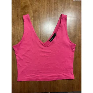 Hot‎ Pink V-Neck Crop Tank Top Sleeveless Basic Layering F56 thumbnail 4