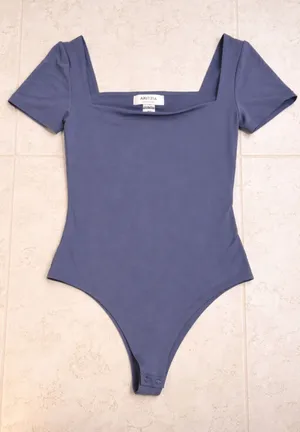 ARITZIA Contour Square Neck Short Sleeve Bodysuit‎ Navy Blue Size S thumbnail 1