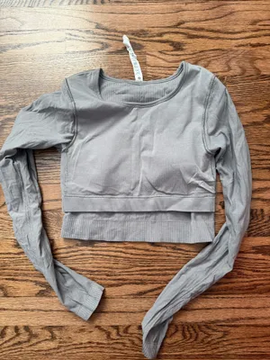 Grey Lululemon Long Cropped Long Sleeve thumbnail 3