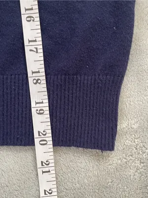 TRUTH Navy and Cream Striped Knit Polo Sweater XL preppy classic nautical fall thumbnail 6