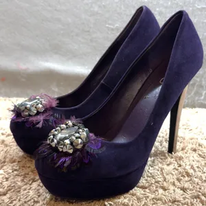 1665 | Aldo Bouch Jewel‎ Feather Embellished Platform Pump Purple Women 9 / 40 thumbnail 1