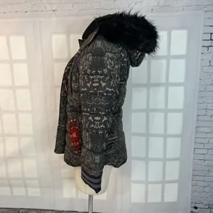 Desigual Badajoz lace print beaded embroidered puffer coat size 38 or US small thumbnail 11
