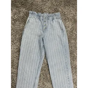 American Eagle Outfitters Women’s Mom Jeans Blue Indigo Stripe Size 10 Long thumbnail 4
