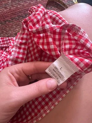 Red Gingham Women's boxer Shorts Size L thumbnail 3