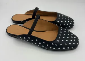Madewell the Greta ballet flat mule black studded leather women’s sz 8 thumbnail 1