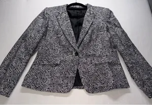 Emily Blazer Women 14 Black White Dotted Career Professional thumbnail 1
