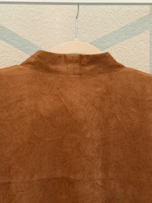 Chico’s Brown Faux Suede Fringe Jacket Size 2 Western Boho Open Front thumbnail 5