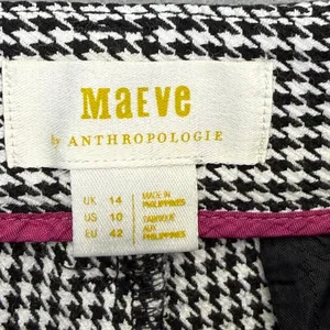 Maeve Anthropologie Houndstooth Flare Leg Trousers‎ Black White Womens Size 10 thumbnail 2