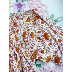 Universal Thread‎ Floral Puff Sleeve Mini Dress Cream Orange Purple XS NEW thumbnail 4