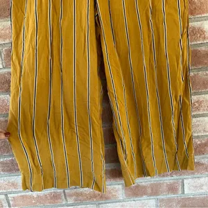 Abercrombie Fitch Wide Leg Elastic Cropped Pants Striped Yellow Women’s Large thumbnail 3
