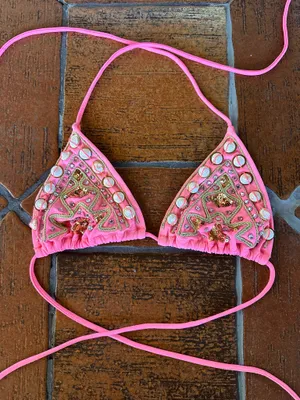 Boutique Beaded Pink Bikini Top thumbnail 1