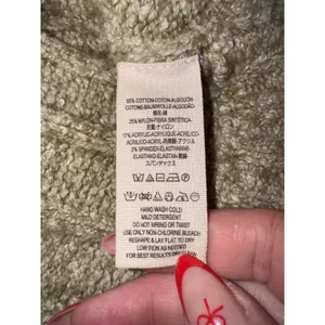 Free People Snow Bird Cable Knit Bell Sleeve Mock Neck Sweater Olive Green Large thumbnail 9
