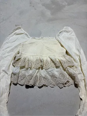 American Eagle Women’s Ivory Lace Tiered Peasant Top XS boho thumbnail 6