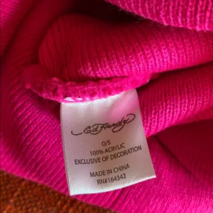 🆕 Ed Hardy Beanie Y2k cuff Cap Hat Brand New Hot Pink thumbnail 5