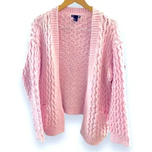 H&M Oversized Cable Knit Cardigan Bubblegum Pink Size XS thumbnail 2