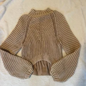 Free People Sweetheart Tan Mock Neck Sweater thumbnail 2