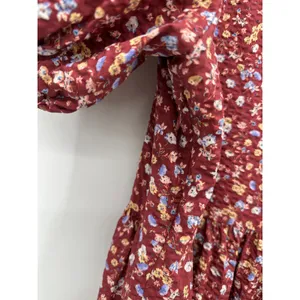 Sezane‎ Women Red Floral Maxi Dress Sz 36 Peasant Boho Cottagecore Feminine thumbnail 9