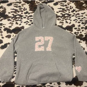 Adorable Floral Hoodie Gray Size M thumbnail 1