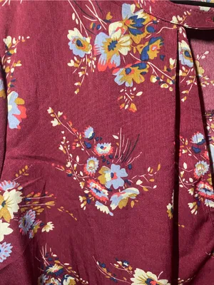 Altar'd State Floral Tunic Blouse Burgandy Boho Long Sleeve Size Large thumbnail 5