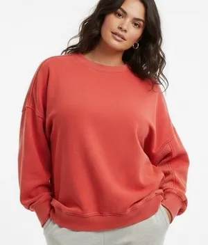 Aerie Getaway Sweatshirt Womens L Bright Red Oversized Cozy Cool Girl‎ Lounge thumbnail 1