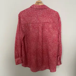 Zara Leopard Print Button-Up Blouse- Pink and Red- Button Cuffs- Size Small thumbnail 8
