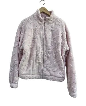 Gilly Hicks Pink Bow‎ Sherpa Full Zip Jacket Cozy Fleece Soft Girl Size M NWT thumbnail 1