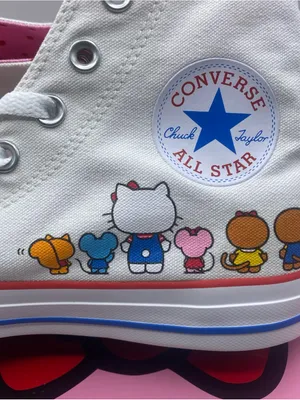 Hello Kitty High Top Converse Women 7 Chuck Taylor Shoes Limited Edition Kawaii thumbnail 3