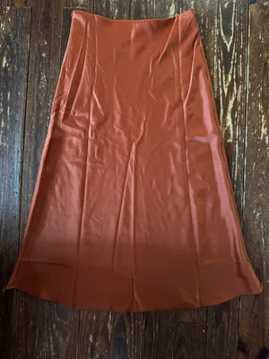 Satin Midi Skirt Brown Size XS thumbnail 3