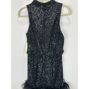 Eliza J Sequined Feather Hem Mini Dress Party Glam Mockneck Cocktail US 8 NWT thumbnail 8