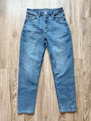American Eagle Stretch Straight Leg Mom Jeans Medium Wash Denim Tapered Size 4 thumbnail 4