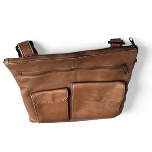 Vintage HOBO INTERNATIONAL - Brown Leather Pocket Crossbody Bag Purse thumbnail 3