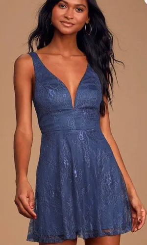 Lulus Navy Lace Mini Dress thumbnail 1