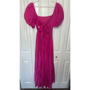 Abercrombie & Fitch‎ Emerson Drama Bow-Back Pink Maxi Dress Tiered Small Tall thumbnail 3