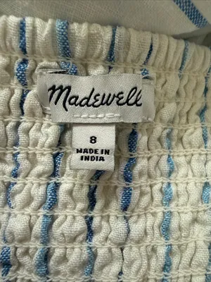 Madewell Cami Pale Parchment Stripe Linen Boho Preppy Nantucket Midi Dress thumbnail 3