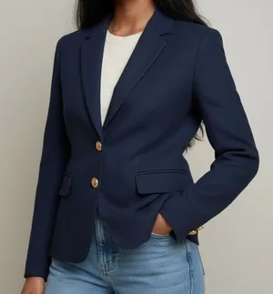 J. Crew Schoolboy Long Sleeve Wool Blend Lined Gold Buttons Blazer 4 Navy Blue thumbnail 1